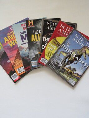 Popular Science History Scientific American Mars UFOs Dinosaurs Magazines Lot 7